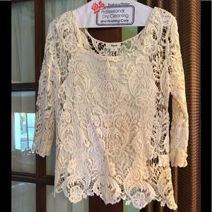 Crochet lace quarter sleeve top